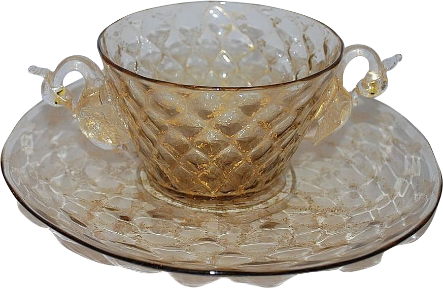 Vintage Venetian Glass Murano Swan Cup Bowl And Plate - Venetian Glass (872x872), Png Download