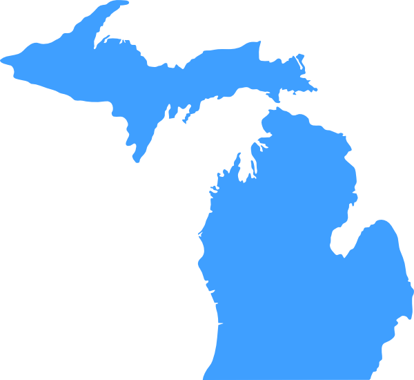 Wave Pattern Clipart - Blue Map Of Michigan (600x550), Png Download