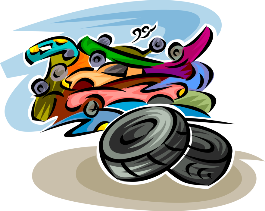 Vector Illustration Of Vulcanized Rubber Tire And Automobile - Car (880x700), Png Download
