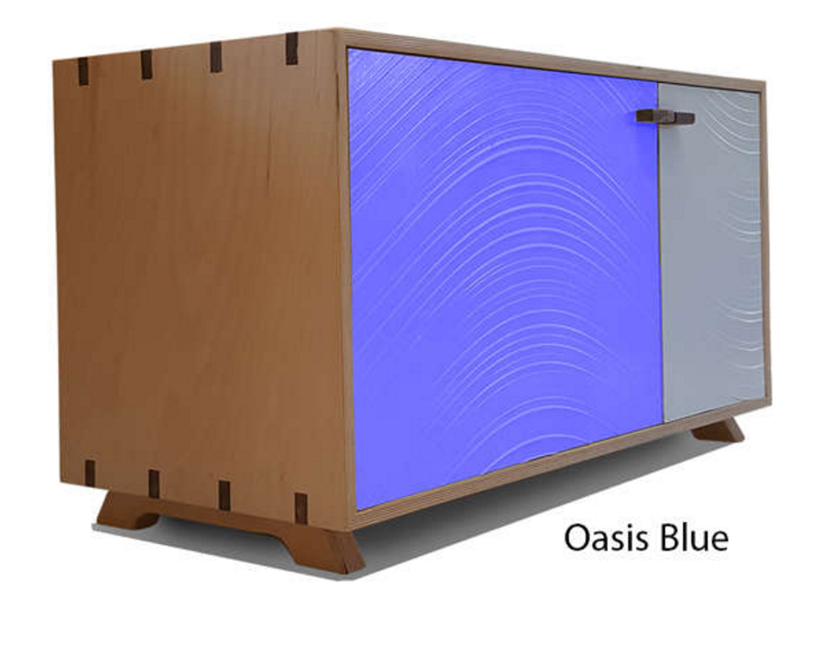 Artisan Made Cat Litter Box With Inlaid Wave Pattern - Plywood (1200x1200), Png Download