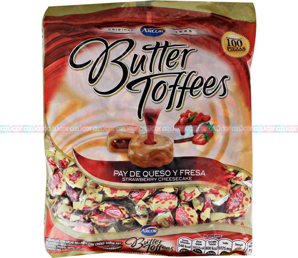 Arcor Butter Toffees Pay De Queso Fresa 12/100 Arcor - Bala Butter Toffees Mousse De Maracujá Pt 600g Arcor (1000x1000), Png Download