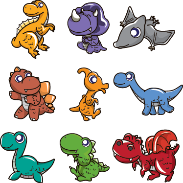 Sticker Infantil Dinosaurios Bebés - Simple Cartoon Dinosaur (374x374), Png Download