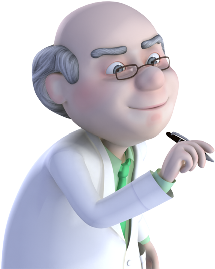 Nice Old Doctor Writing With Pen 3d Cartoon - Doctor Cartoon 3d Png (600x600), Png Download
