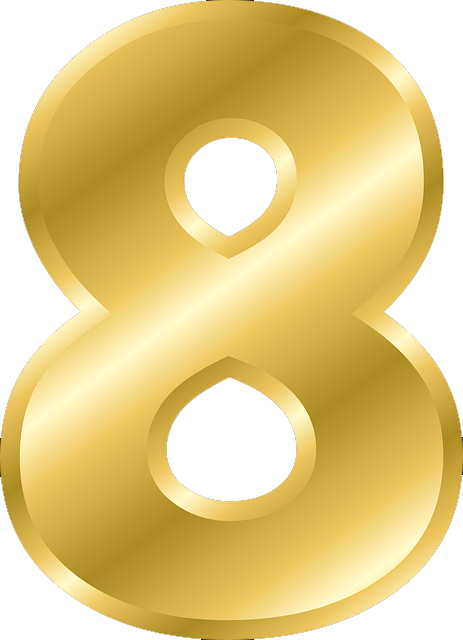 2015-8 - Number 8 Gold Clipart (463x640), Png Download