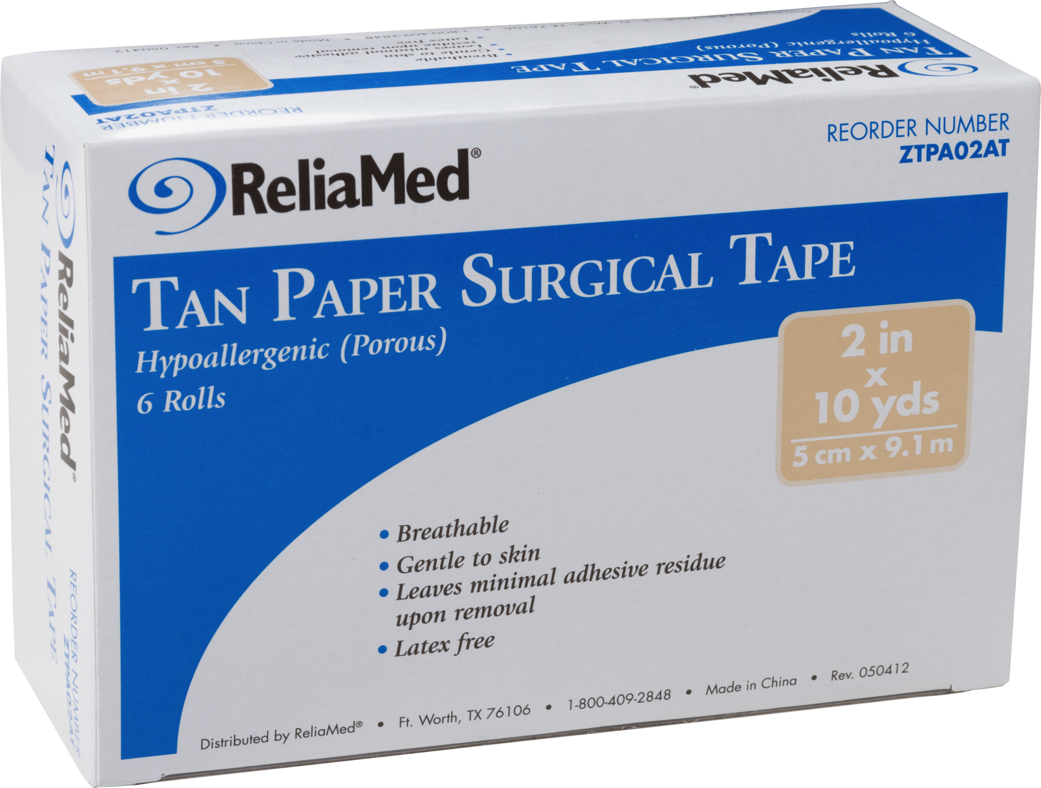 Reliamed Paper Tape 2" X 10 Yds - Reliamed Paper Tan Tape, Latex-free 2 X 10 Yds Ztpa02at (2048x1551), Png Download