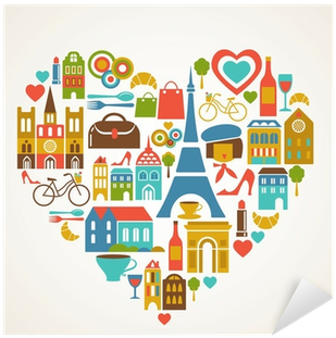 Vector Illustration With Set Of Icons Sticker • Pixers® - Paris Icons (400x400), Png Download