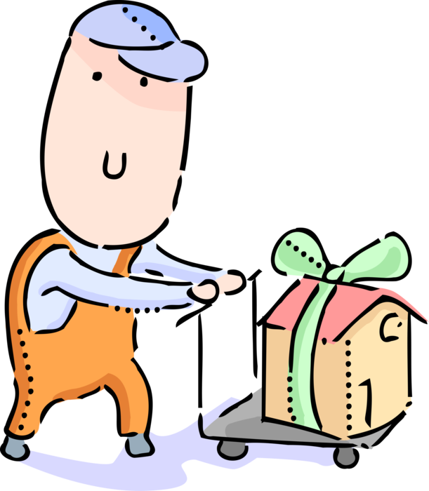 Vector Illustration Of Construction Worker Delivers (611x700), Png Download
