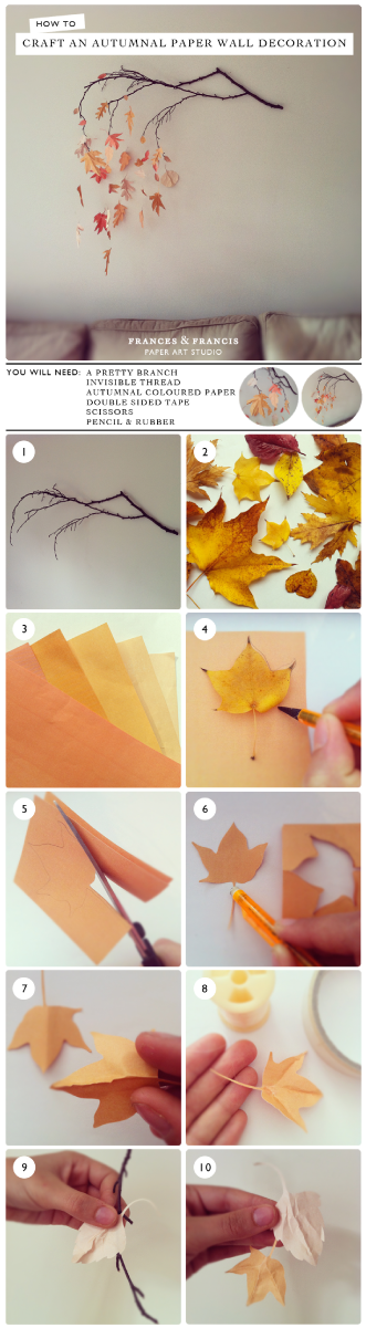 Autumn Paper Wall Decoration - Wall (525x1200), Png Download