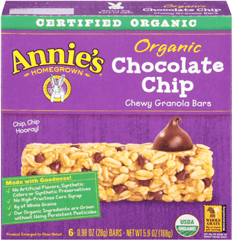 Organic Chocolate Chip Granola Bars - Annie's Organic Granola Bar (433x345), Png Download