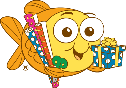 Goldfish Swimming With Wrapping Paper - Bubbles Goldfish Swim School (439x306), Png Download