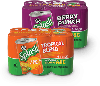 V8 Splash® - V8 Splash Tropical Blend, 5.5 Oz., 6 Pack (415x356), Png Download