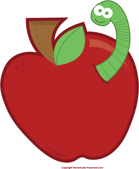Png Image - Clipart Apple With Worm (488x595), Png Download