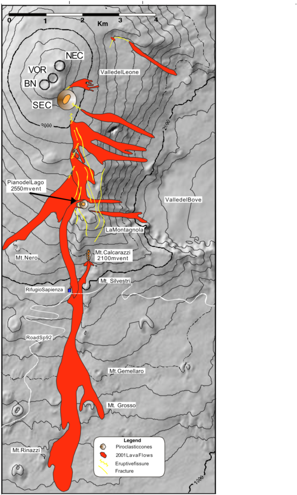 Map Of The Lava Flow Field And Field Of Fractures Formed - Illustration (850x1202), Png Download