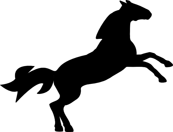 Jumping Horse Silhouette Clip Art - Cartoon Horse Jumping (600x458), Png Download