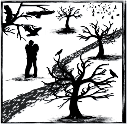 Para,girl,boy,people,in Love,the Silhouette,tree, - Vector Graphics (500x488), Png Download