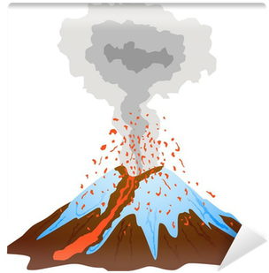 Volcano Mountain Eruption With Lava Flow And Snow Wall - Volcano Clip Art (400x400), Png Download