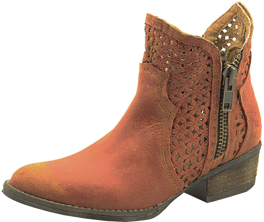Circle G Distressed Side Zip Bootie -red (1008x1066), Png Download