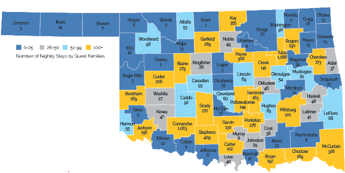 Oklahoma Map That Shows The Number Of Families Rmhc-okc - Ronald Mcdonald House (697x353), Png Download