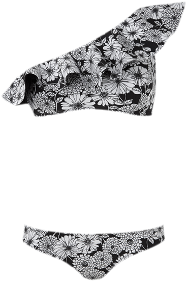 Arden Black Floral Flounce Bikini - Lisa Marie Fernandez Floral Bikini (414x600), Png Download
