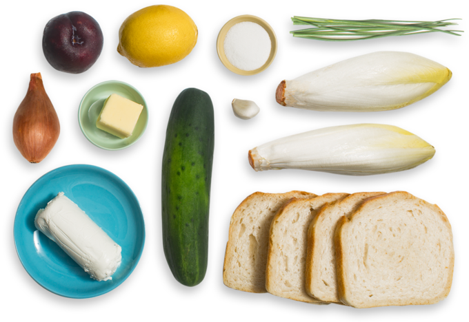 Grilled Goat Cheese & Plum Jam Sandwiches With Endive - Zucchini (700x477), Png Download
