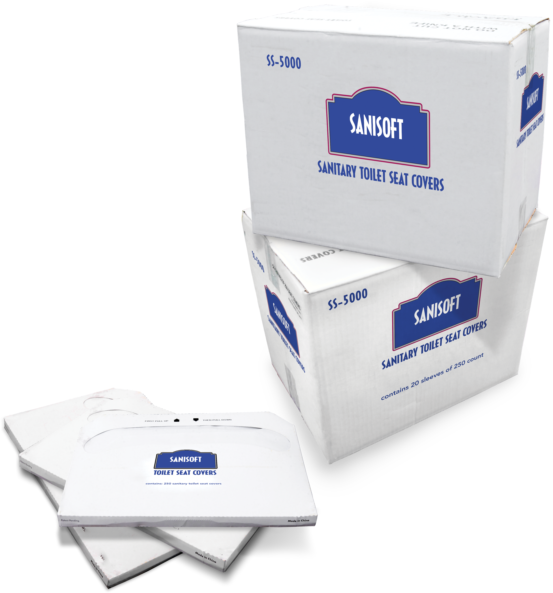 Sanisoft 250-ct Half Fold Toilet Seat Covers - Toilet Seat Cover (2000x2405), Png Download