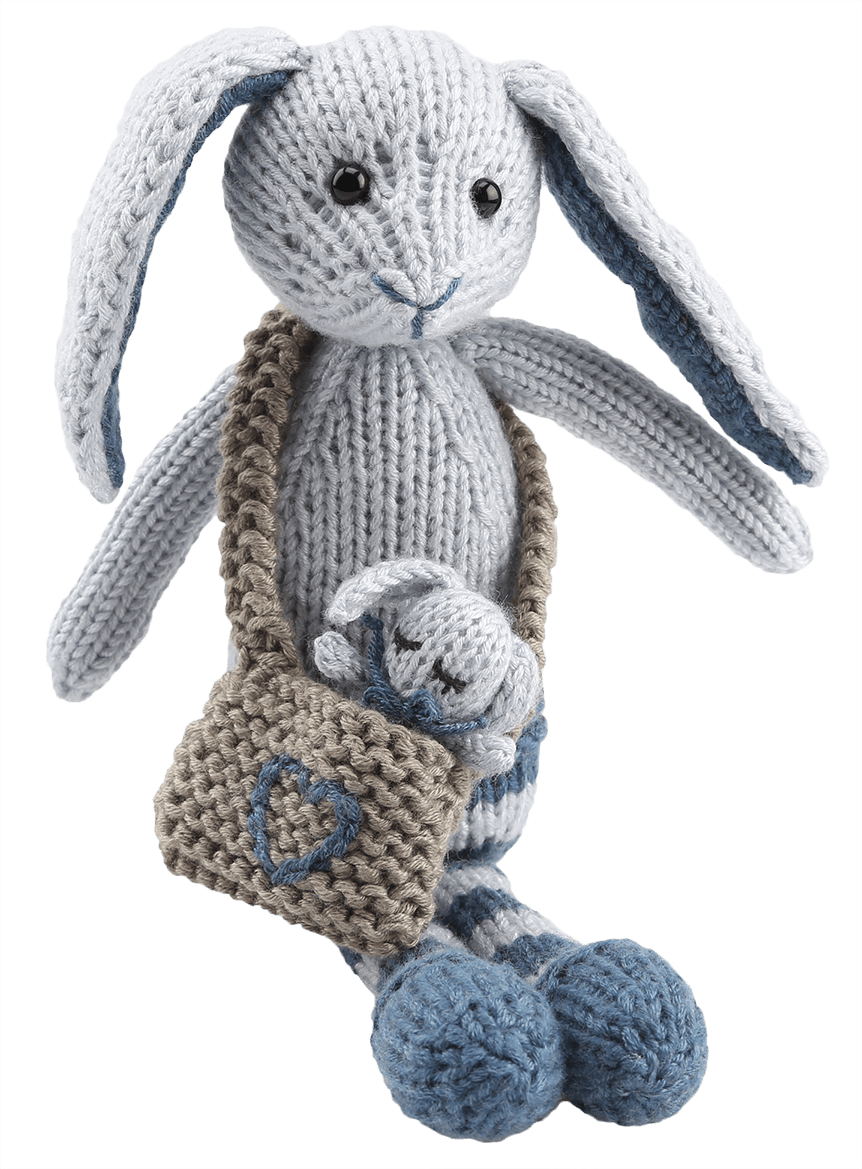 Baby Bunny Magnus & Bebs - Go Handmade Magnus Og Bebs Kanin - Strikkekit Lyseblå (862x1169), Png Download