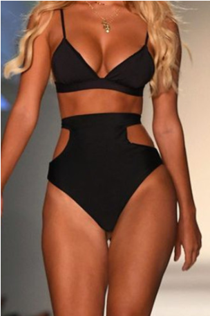 Plus Size Padded Waist Hollow High Waist Two-piece - Bikini Fashion Show 2018 (800x800), Png Download