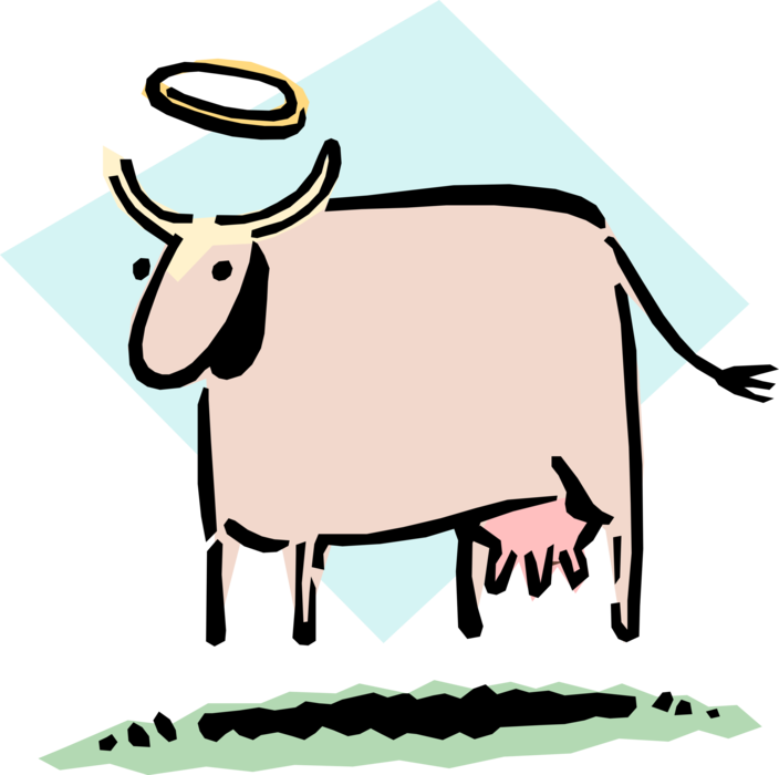 Vector Illustration Of Sacred Cow With Halo Idiom - Clip Art (704x700), Png Download