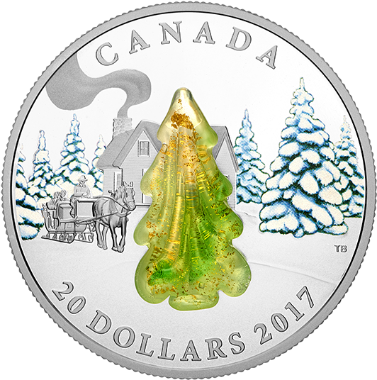 Canada 2017 Snow-covered Trees Proof Silver Coin - 2017 Christmas 1oz Silver Coin (570x570), Png Download