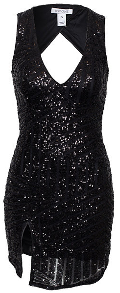 Vestido De Fiesta Negro De Lentejuela - Vestido De Lentejuelas Png (450x599), Png Download