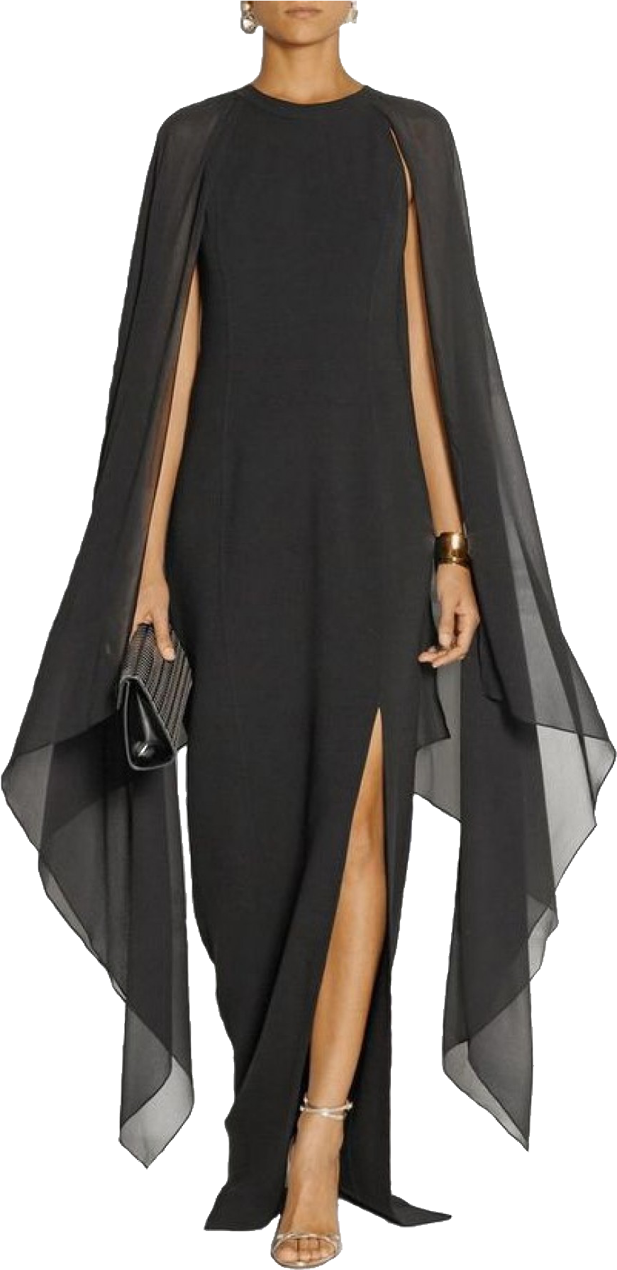 Vestido Ileana - Negro - Chiffon Dresses Blue With Sleeves (1012x1800), Png Download