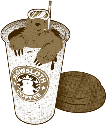 Slow Sloth Coffee Dive - Coffee Sloth (571x495), Png Download