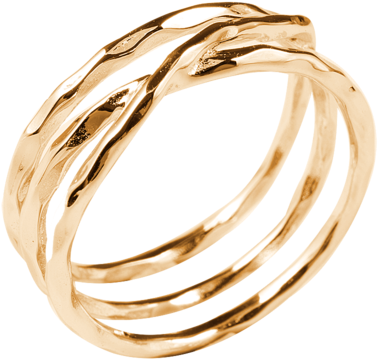 14k Gold Sterling Silver Textured Multi Band Ring - Sterling Forever Sterling Silver Gold Textured Ring (600x600), Png Download