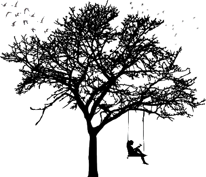 Ftestickers Sticker - Transparent Tree Silhouette (413x356), Png Download