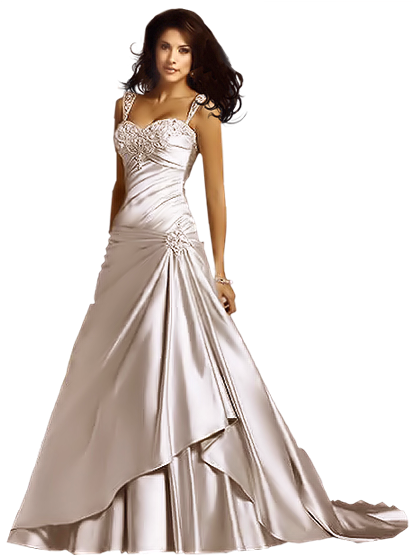 Mulher Morena De Vestido Longo Prateado Fotografia - Platinum Silver Wedding Dress (414x563), Png Download