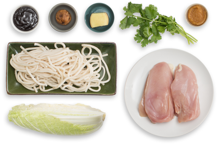 Chicken & Udon Noodle Soup With Napa Cabbage & Dried - Spaghetti (700x477), Png Download