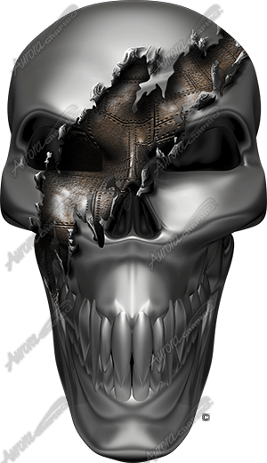 Ripped Metal Skull Front - Skull (300x521), Png Download