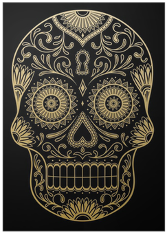 Gold Sugar Skull (400x400), Png Download