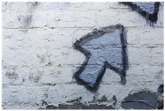 Blue Graffiti Arrow On A Whitewashed Brick Wall Poster - Starting Overture By Lorenzo Pusceddu - Concert Band (400x400), Png Download
