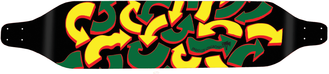 Rasta Arrows - Paradise Rasta Arrows Complete Longboard (8 X 40-inch) (1180x388), Png Download