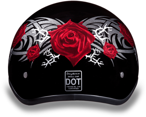 Daytona Helmets D.o.t. Daytona Skull Cap- W/ Rose (600x600), Png Download