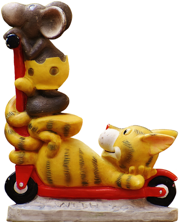 Figures, Mouse, Cat, Roller, Funny, Cute, Fun, Isolated - Die Gleichen Tassen-, Verschiedenen Und Kaffeetasse (673x720), Png Download