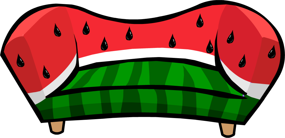 Watermelon Sofa - Pink Furniture Club Penguin (998x484), Png Download