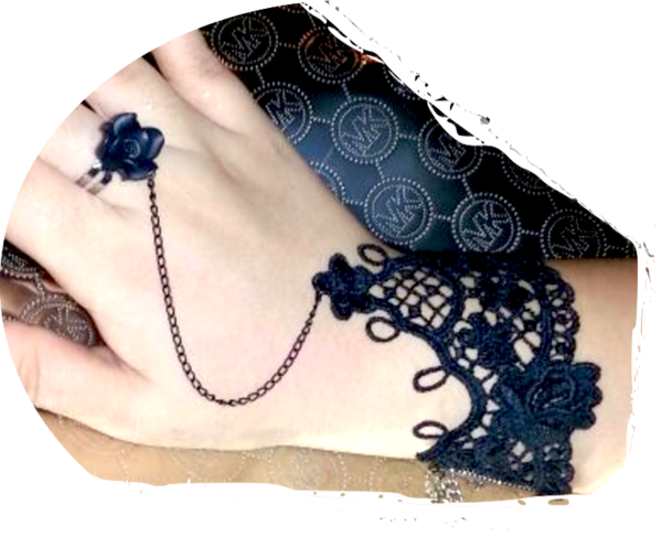 Gothic Lace Flower Bracelet Ring Set - Bracelet (600x487), Png Download