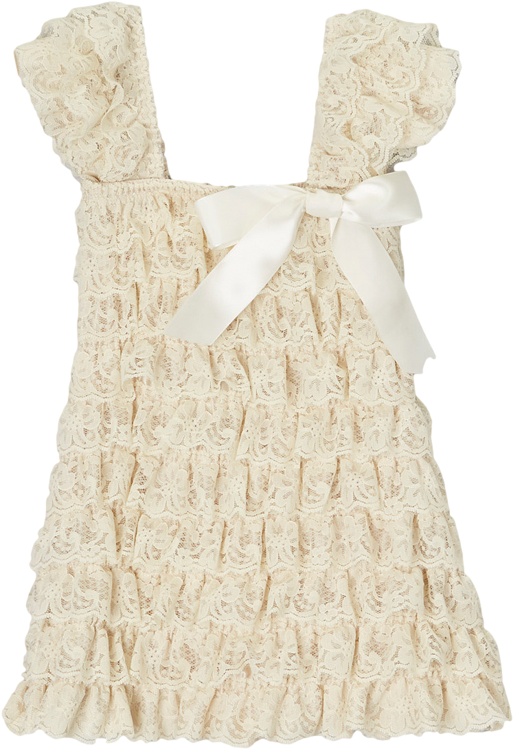 Tan Lace Capsleeve Tiered Flower Girls Dress - Dress (1000x1201), Png Download