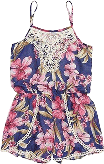 Petite Bello Playsuit 0-6 Months Cheyenne Floral Lace - Toddler Girl's Truly Me Floral Romper, Size 3t - Blue (600x600), Png Download