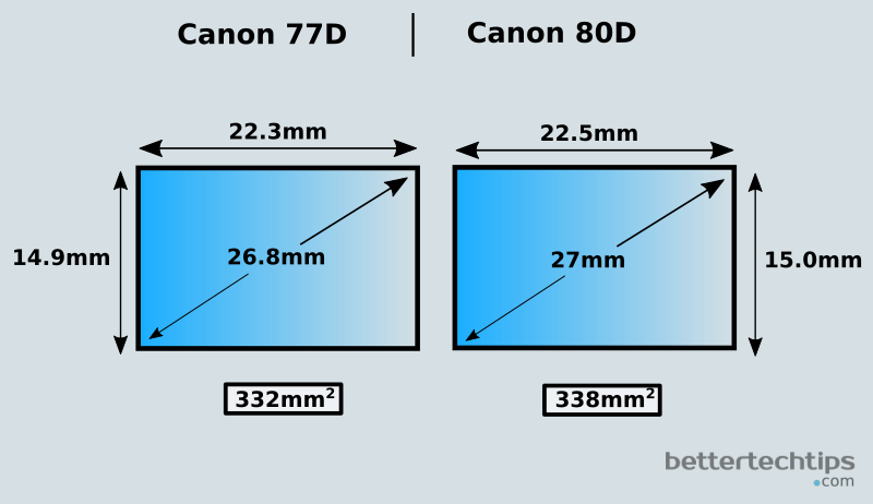 Canon 77d Vs Canon 80d - Crop Factor Sony A6500 (800x462), Png Download