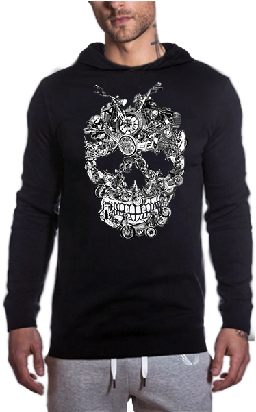 Bikers Skull Men Hoodie - Sweatshirt (600x600), Png Download