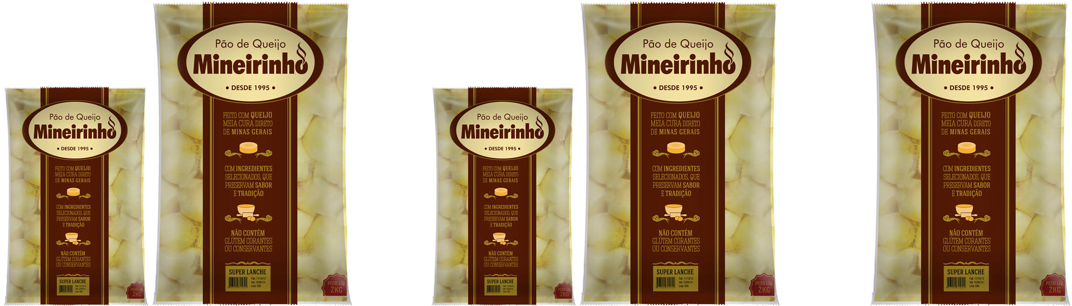 Pão De Queijo Mineirinho Tradicional 2000g - Chocolate (2372x872), Png Download