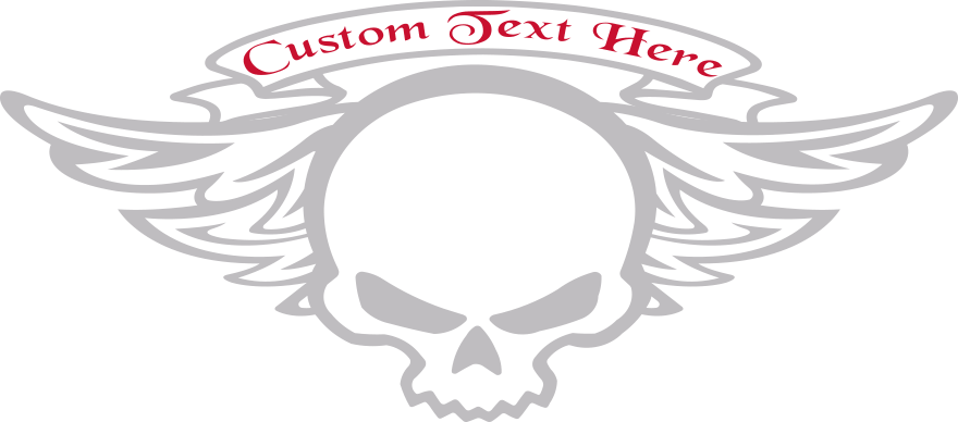 Winged Skull Motorcycle Trailer Decals - Motorcycle (880x388), Png Download